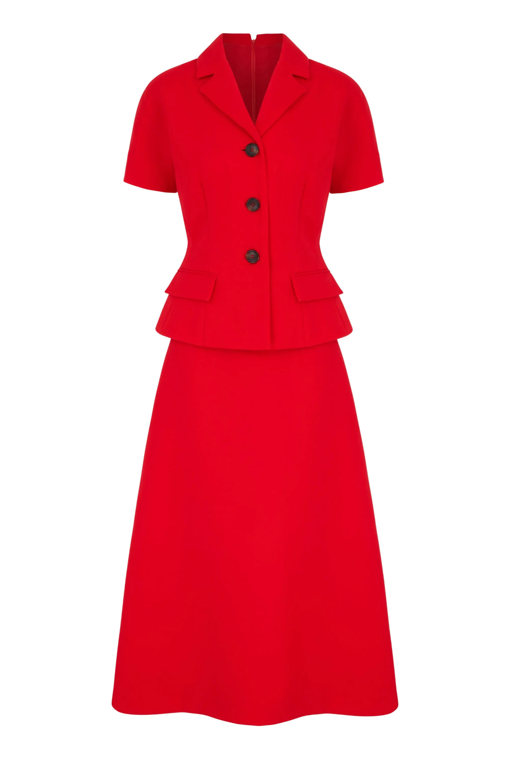 Alexina Dress in Red Single Wool Crepe