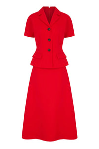 Alexina Dress in Red Single Wool Crepe