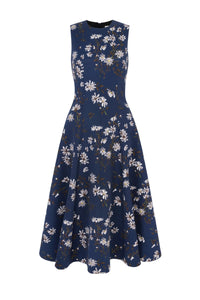Mara Dress in Midnight Magnolia Taffeta Faille