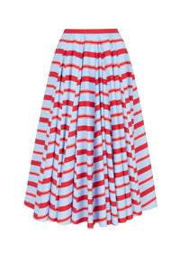 Rhea Skirt in Blue & Red Striped Cotton Popclan