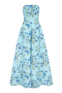 Ragna Dress in Blue Magnolia Taffeta Faille