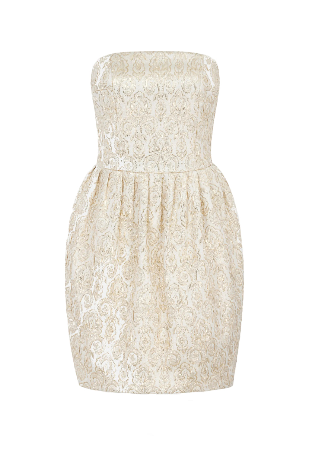 Lowe Mini Dress in Gold Metallic Jacquard