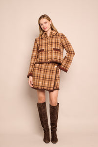 Jodi Mini Skirt in Camel Check