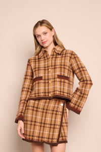 Delilah Cardigan in Camel Check