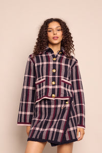 Delilah Cardigan in Navy Plaid
