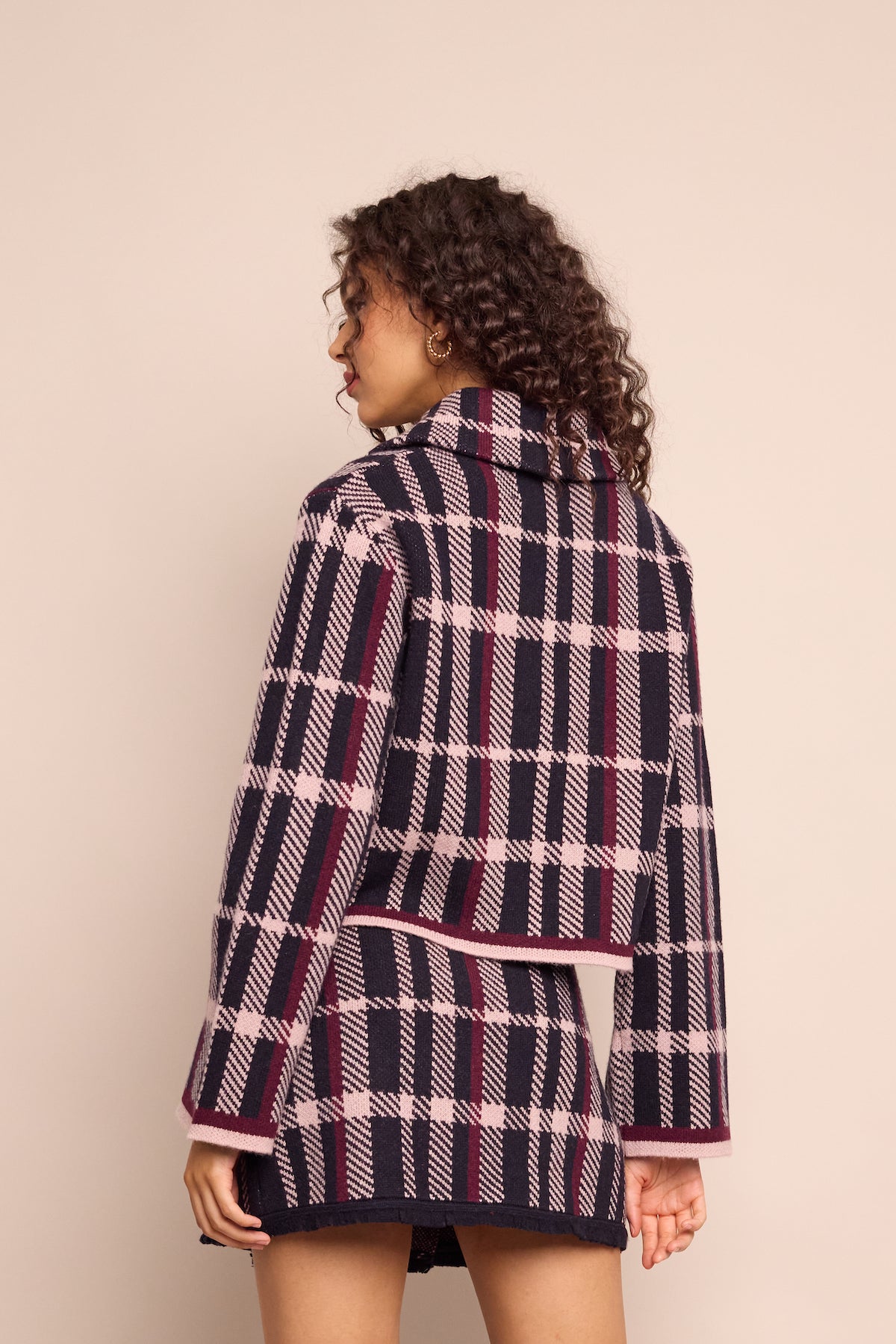 Delilah Cardigan in Navy Plaid