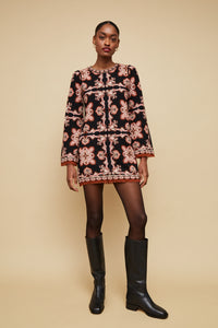 Fritz Dress in Black Paisley Scarf
