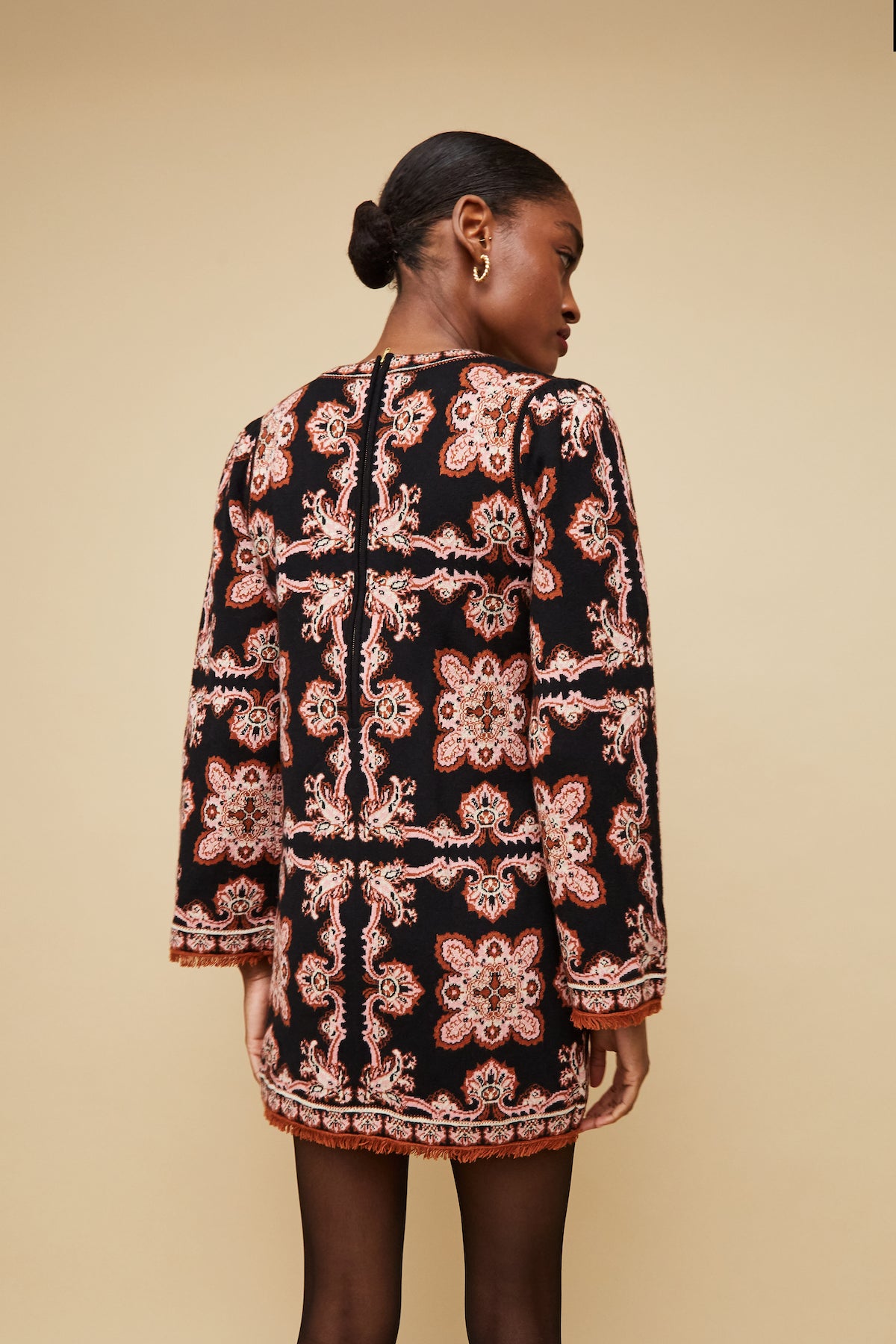 Fritz Dress in Black Paisley Scarf