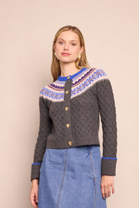 Thomas Cardigan in Charcoal Fairisle