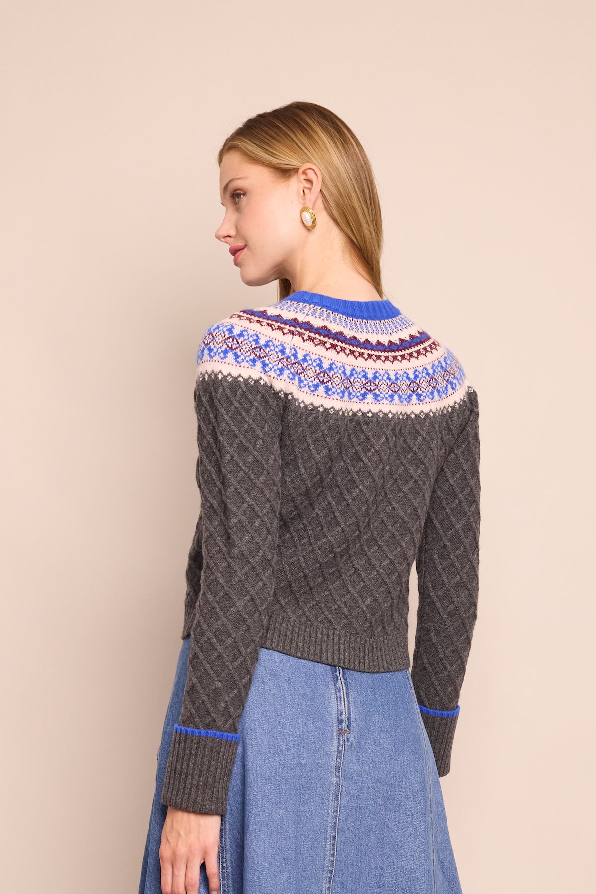 Thomas Cardigan in Charcoal Fairisle