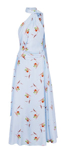 Desde Dress in Blue Lily Silk Twill