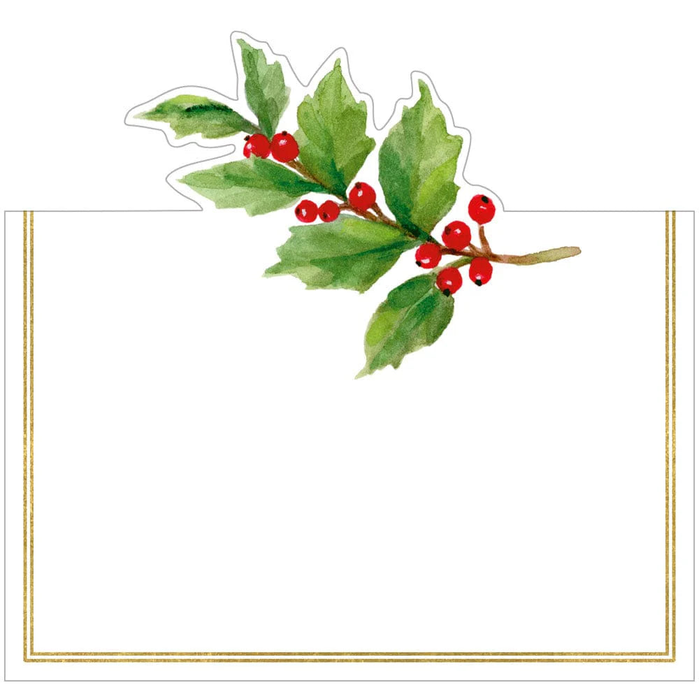 Holly Sprig Foil Place Cards, Set of 8