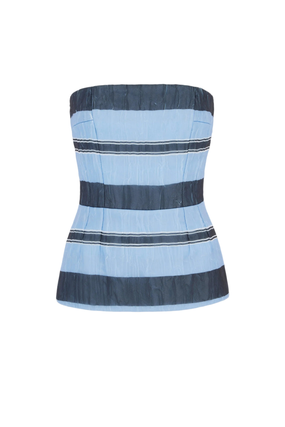 Munveen Top in Blue & Black Striped Textured Organza
