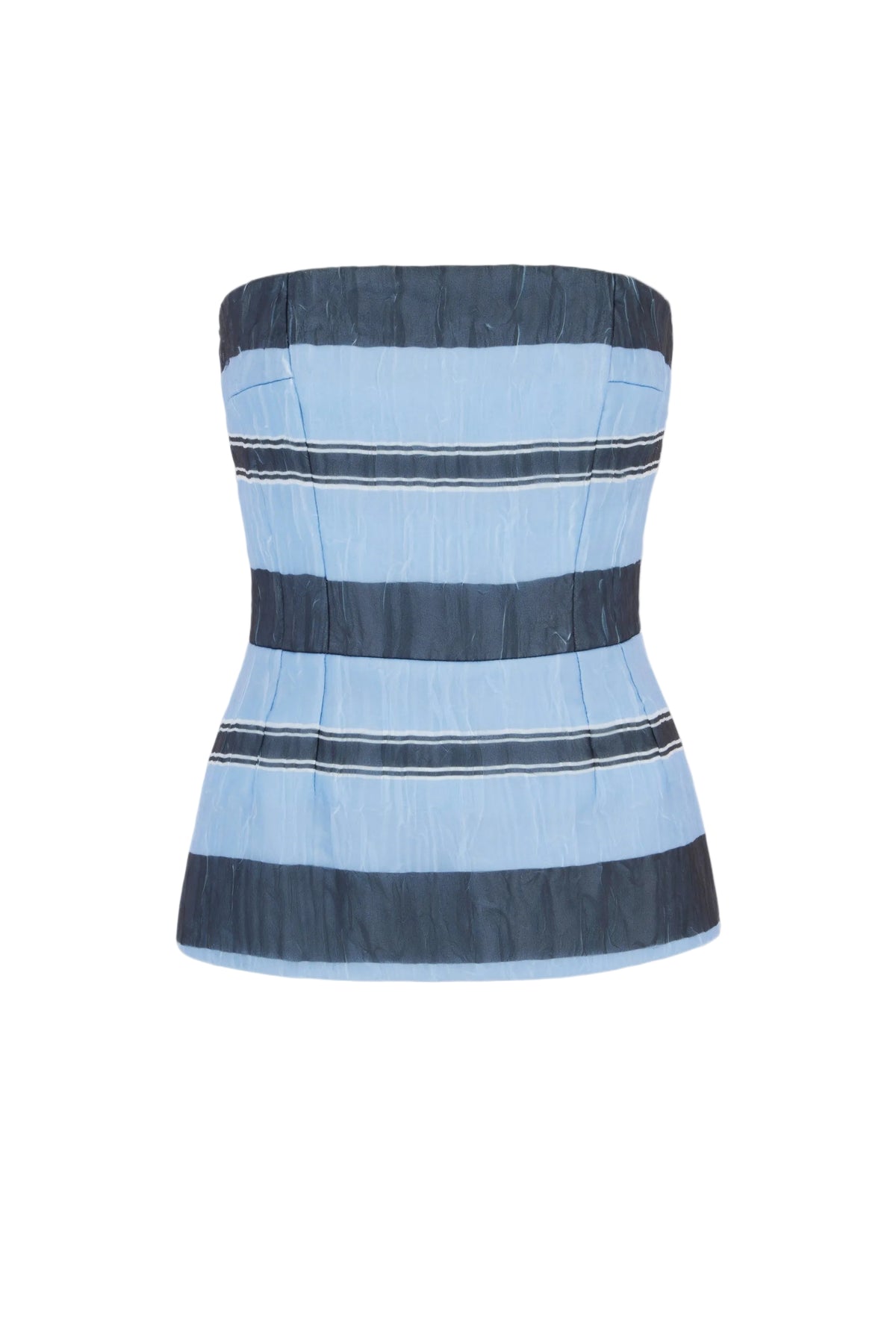 Munveen Top in Blue & Black Striped Textured Organza