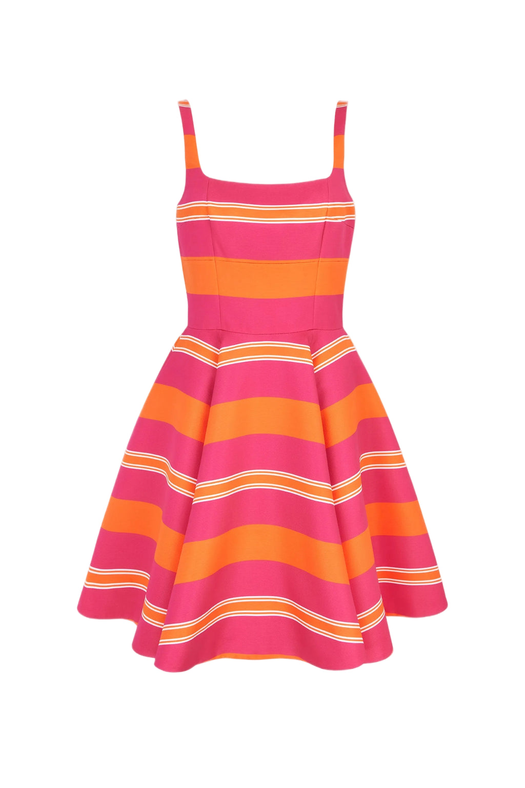 Mini Mona Dress in Hot Pink & Orange Striped Taffetta Faille