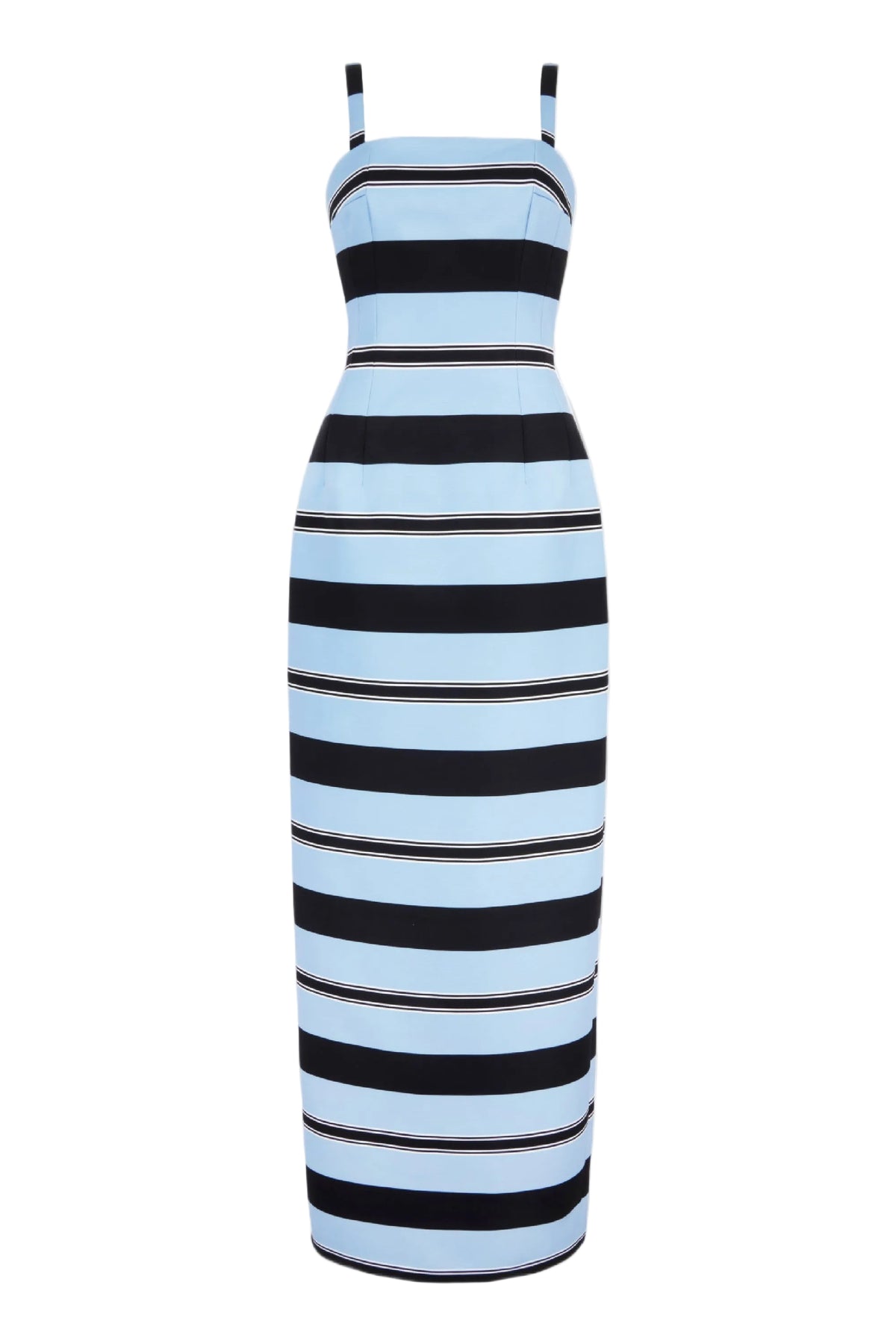Regina Dress in Blue & Black Striped Taffeta Faille