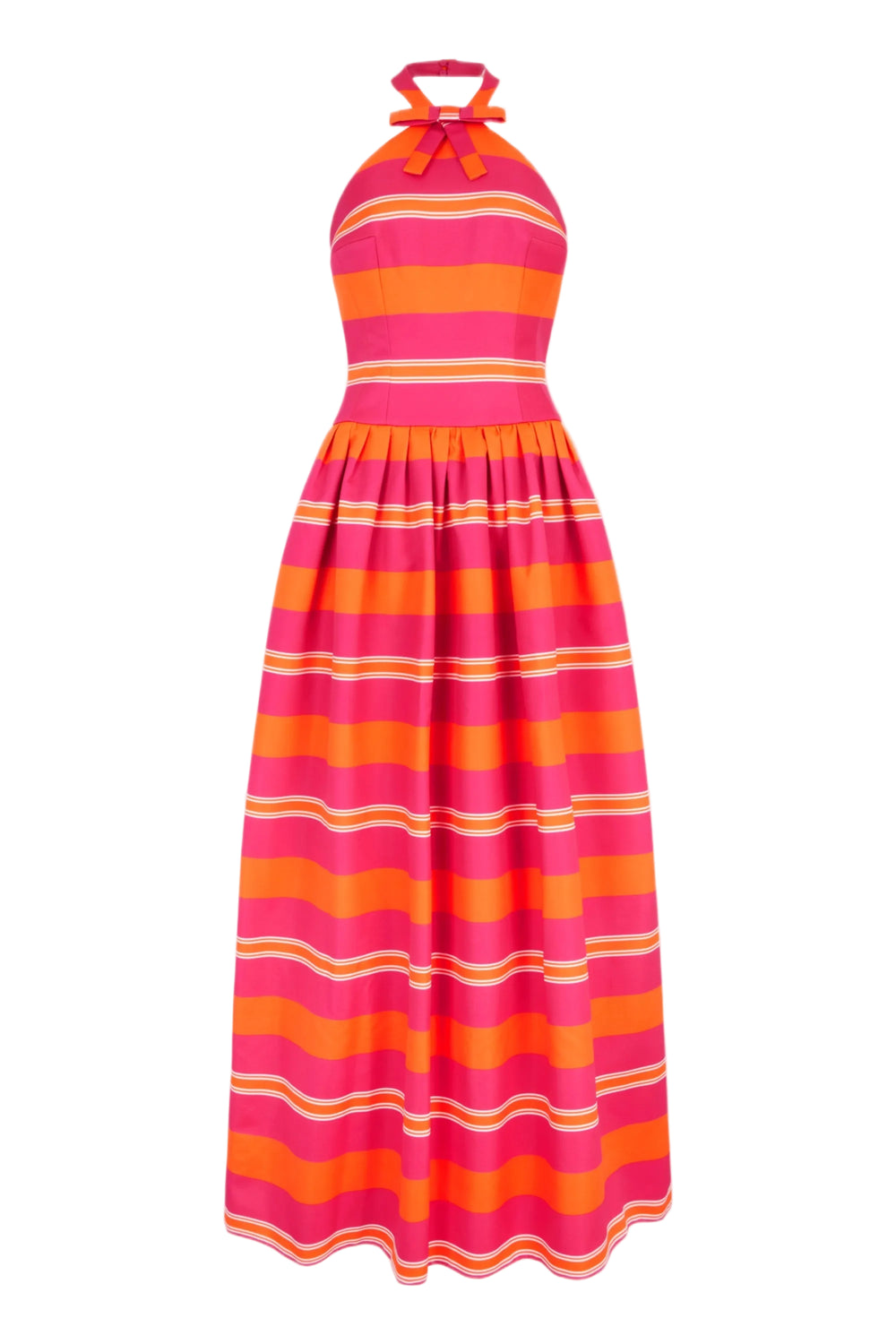 Sweeny Dress in Hot Pink & Orange Striped Taffeta Faille
