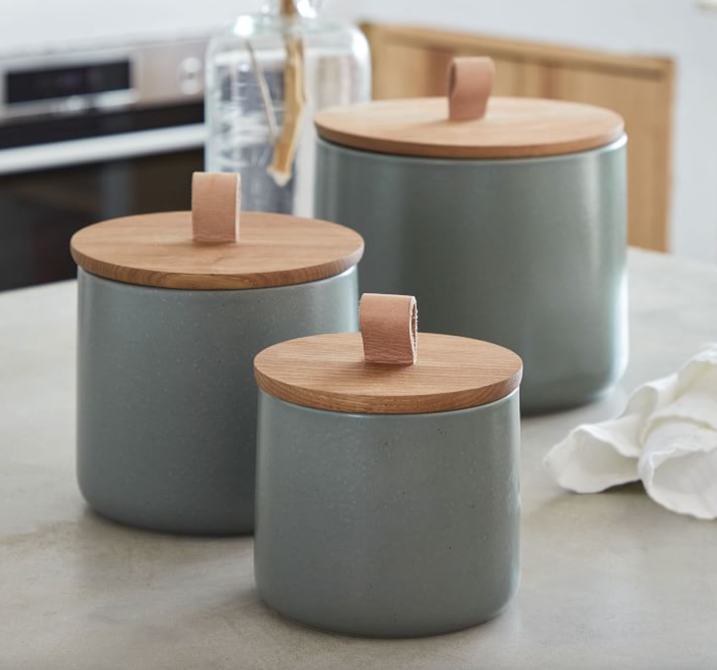 Casafina Pacifica Wood Top Stoneware Canister