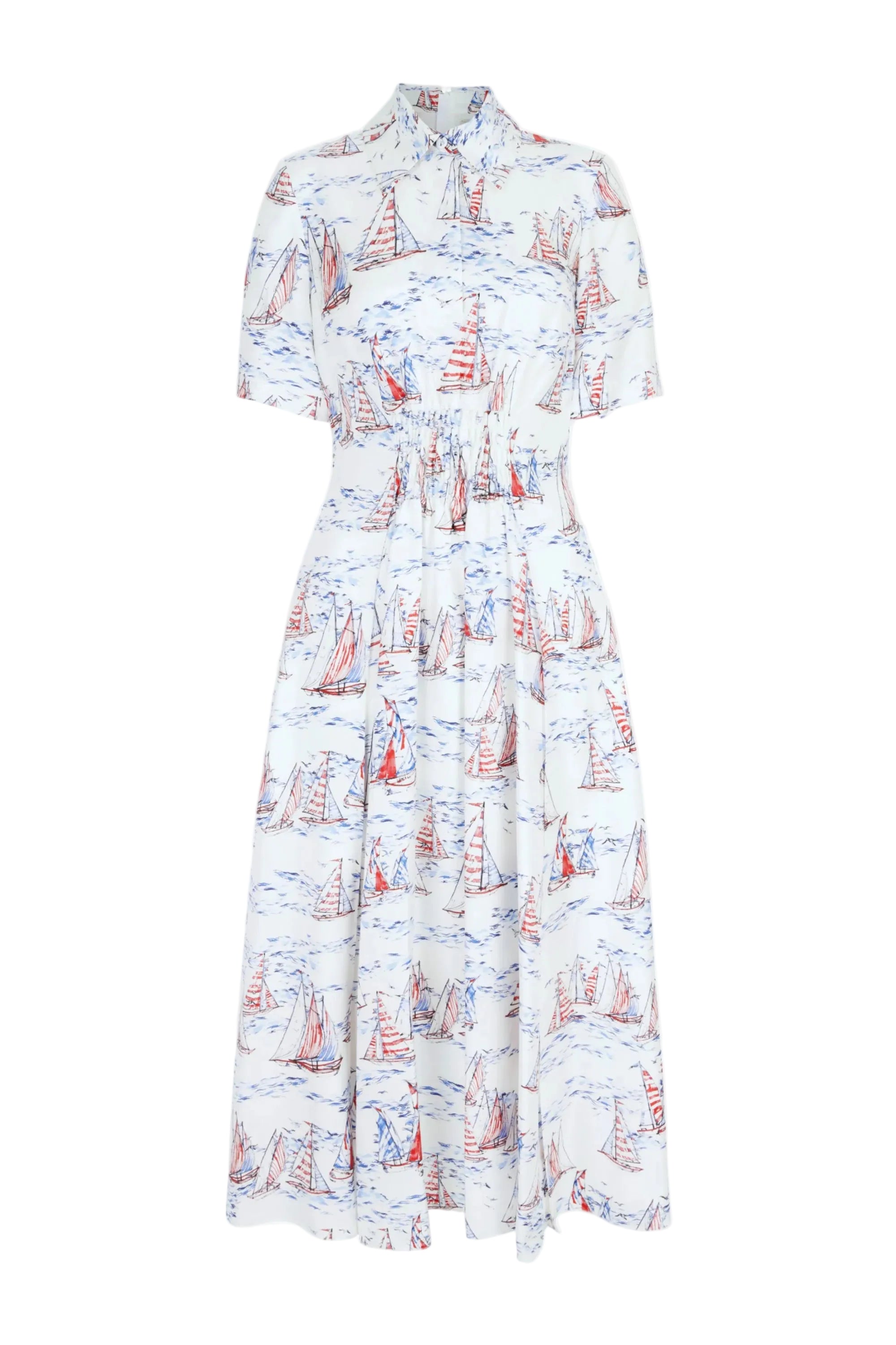 Khloe Dress in Boat Print Silk Twill
