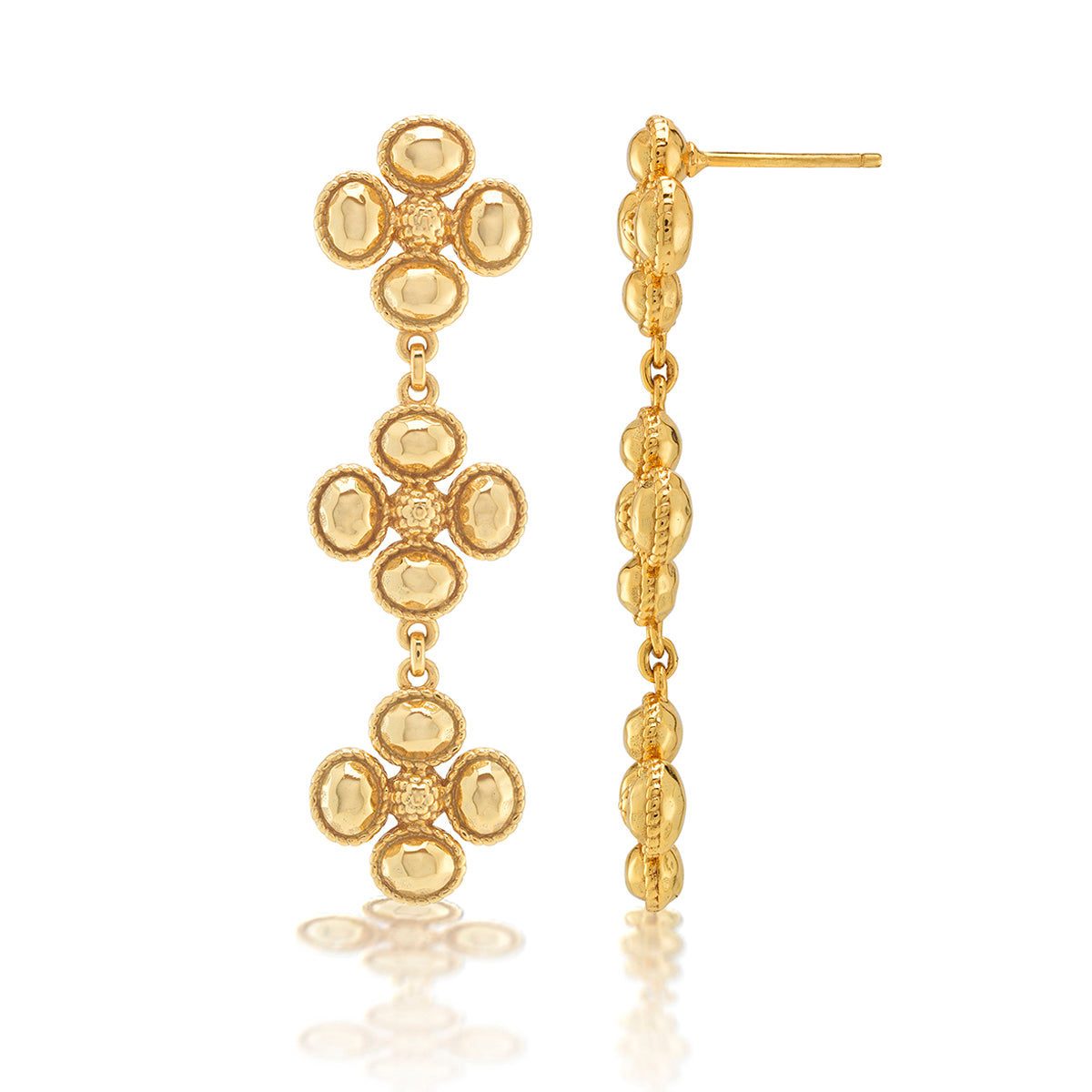Berry Clover Linear Earrings in Gold