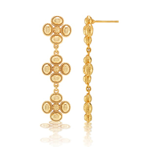 Berry Clover Linear Earrings in Gold