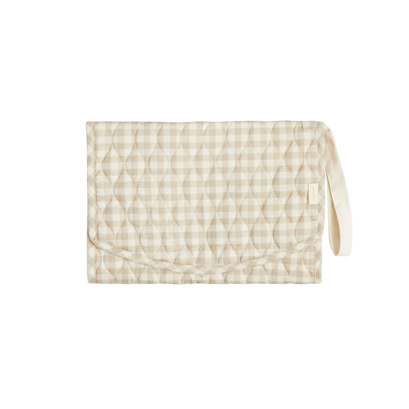 Portable Changing Pad in Beige Gingham