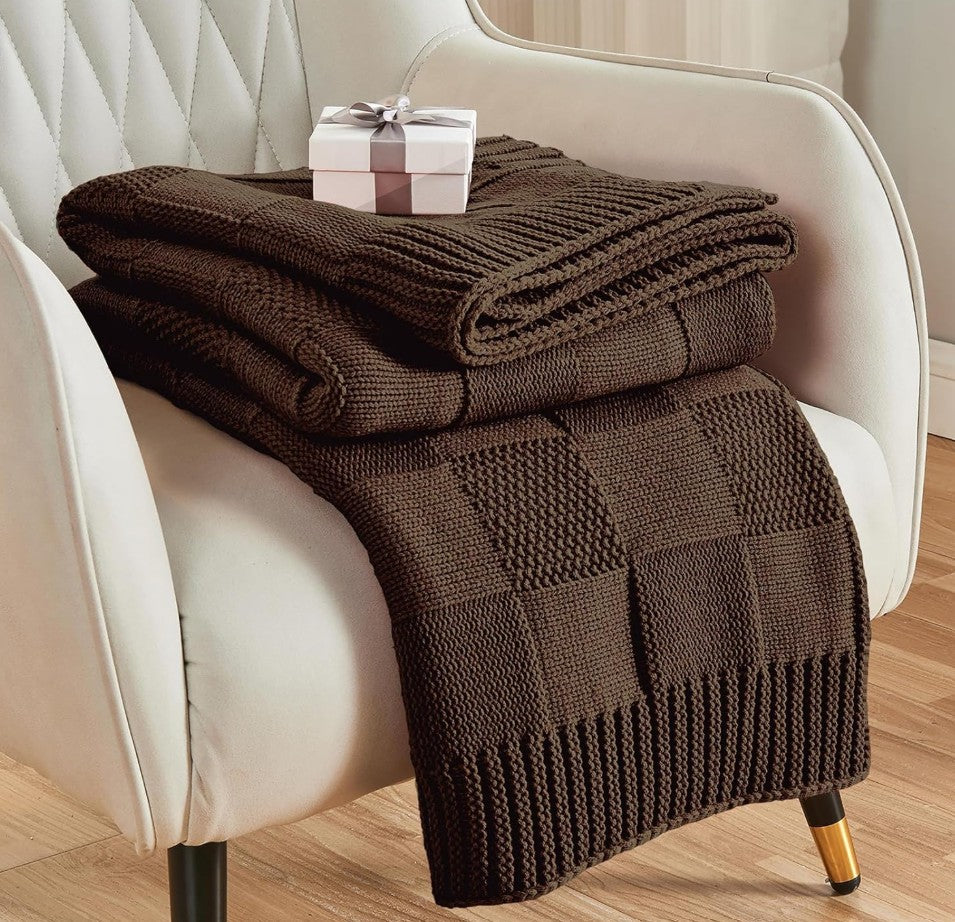 Check Knit Throw Blanket