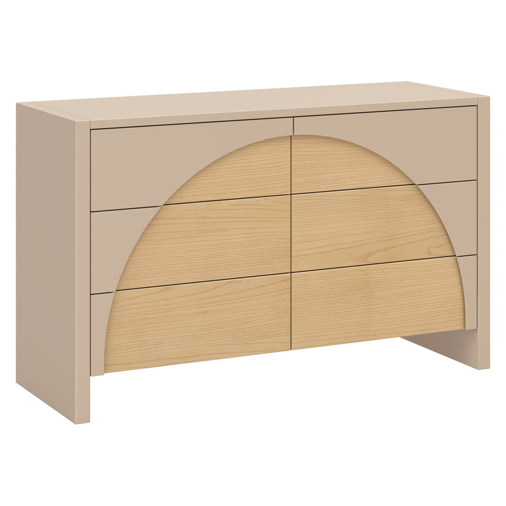 Moab 6-Drawer Wide Assembled Dresser (56") in Taupe & Ash