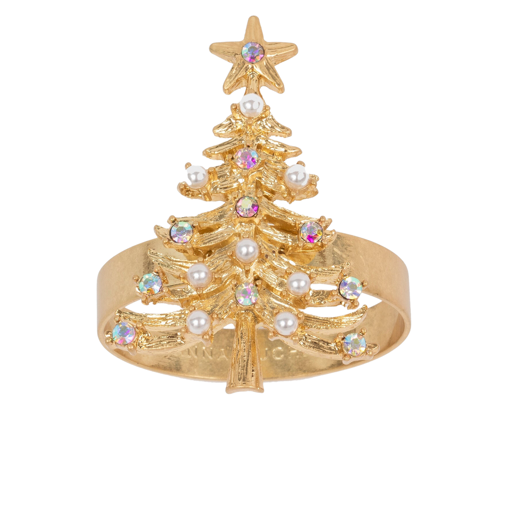 Christmas Tree Skinny Napkin Rings, Set of Four