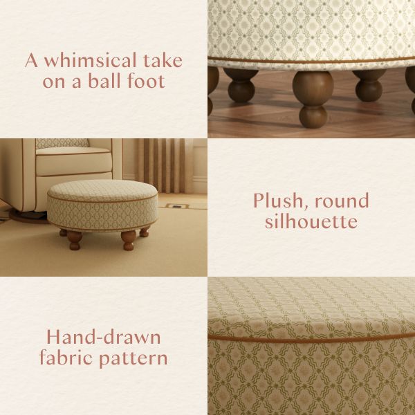 Astre Ottoman by Nate Berkus in Performance Olive Star Eco-Crossweave with Toffee Feet