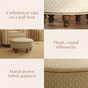Astre Ottoman by Nate Berkus in Performance Olive Star Eco-Crossweave with Toffee Feet