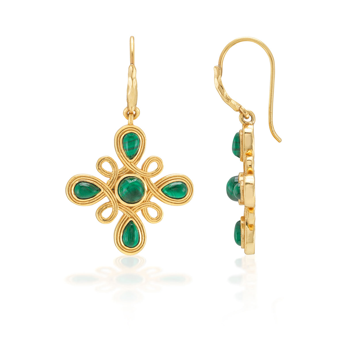 Monique Gem Dangle Earrings in Malachite