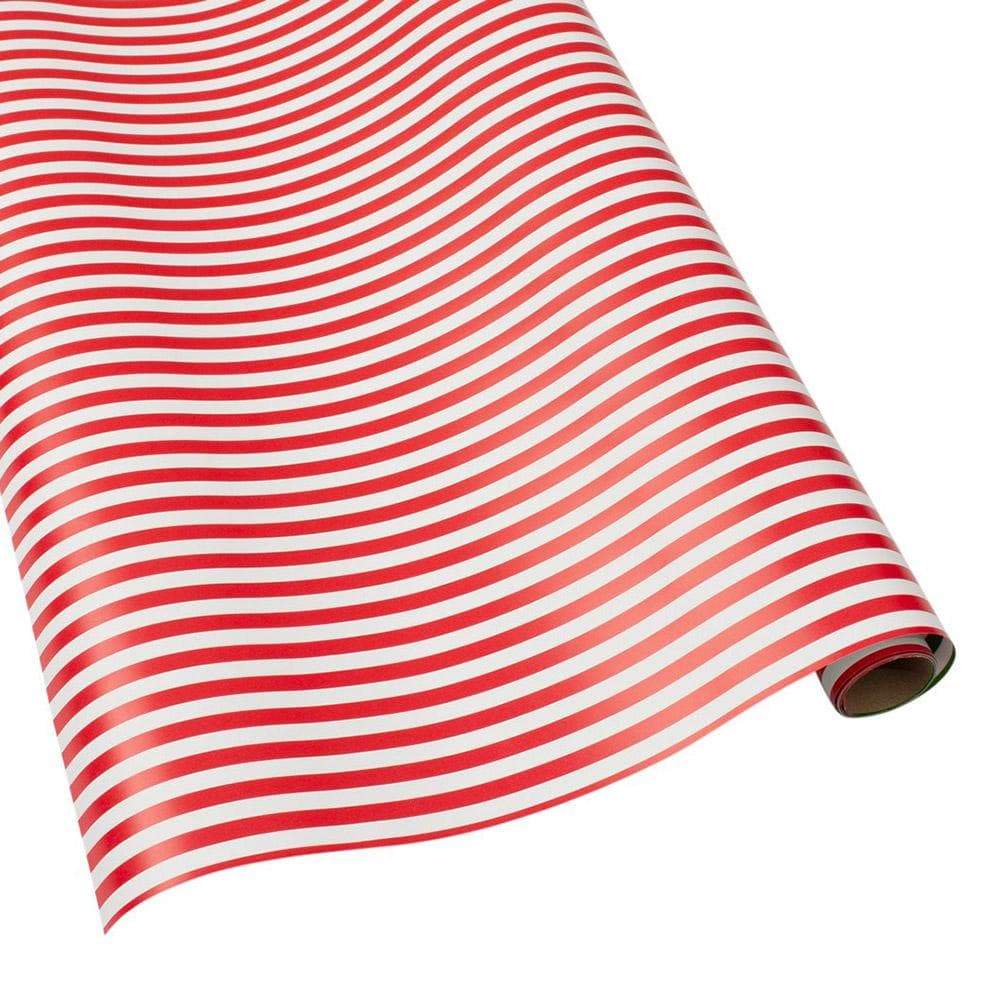Caspari Gift Wrap - Club Stripe Red/Green Reversible