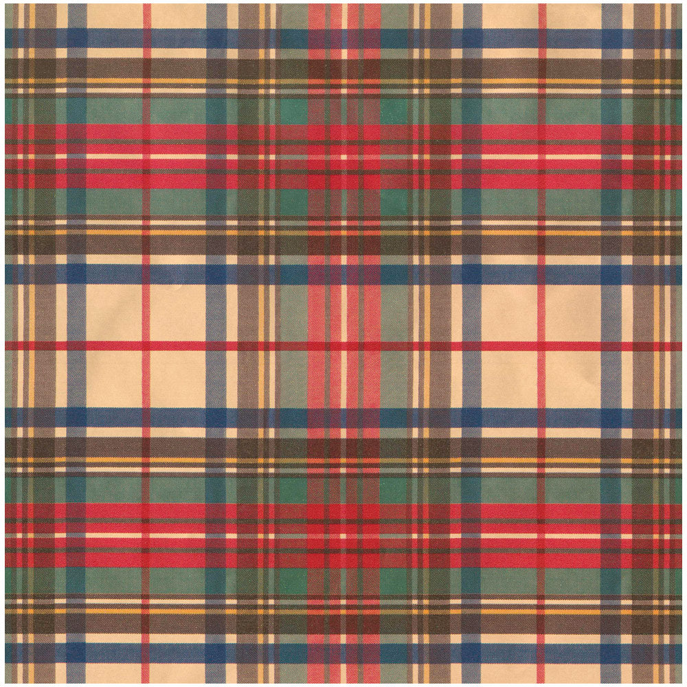 Dress Stewart Tartan Gift Wrapping Paper on Gold Foil, 30" x 6' Roll