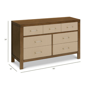 Eloise 7-Drawer Assembled Dresser in Natural Walnut & Performance Sand Eco-Weave