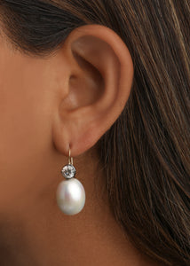 Delfina Pearl and Diamond Drop Earring