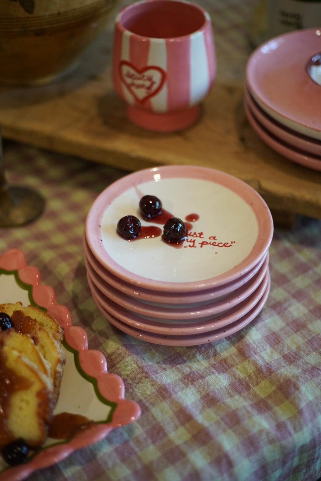 Hand-painted “Just a Tiny Piece” Tiny Plates, Set of 4