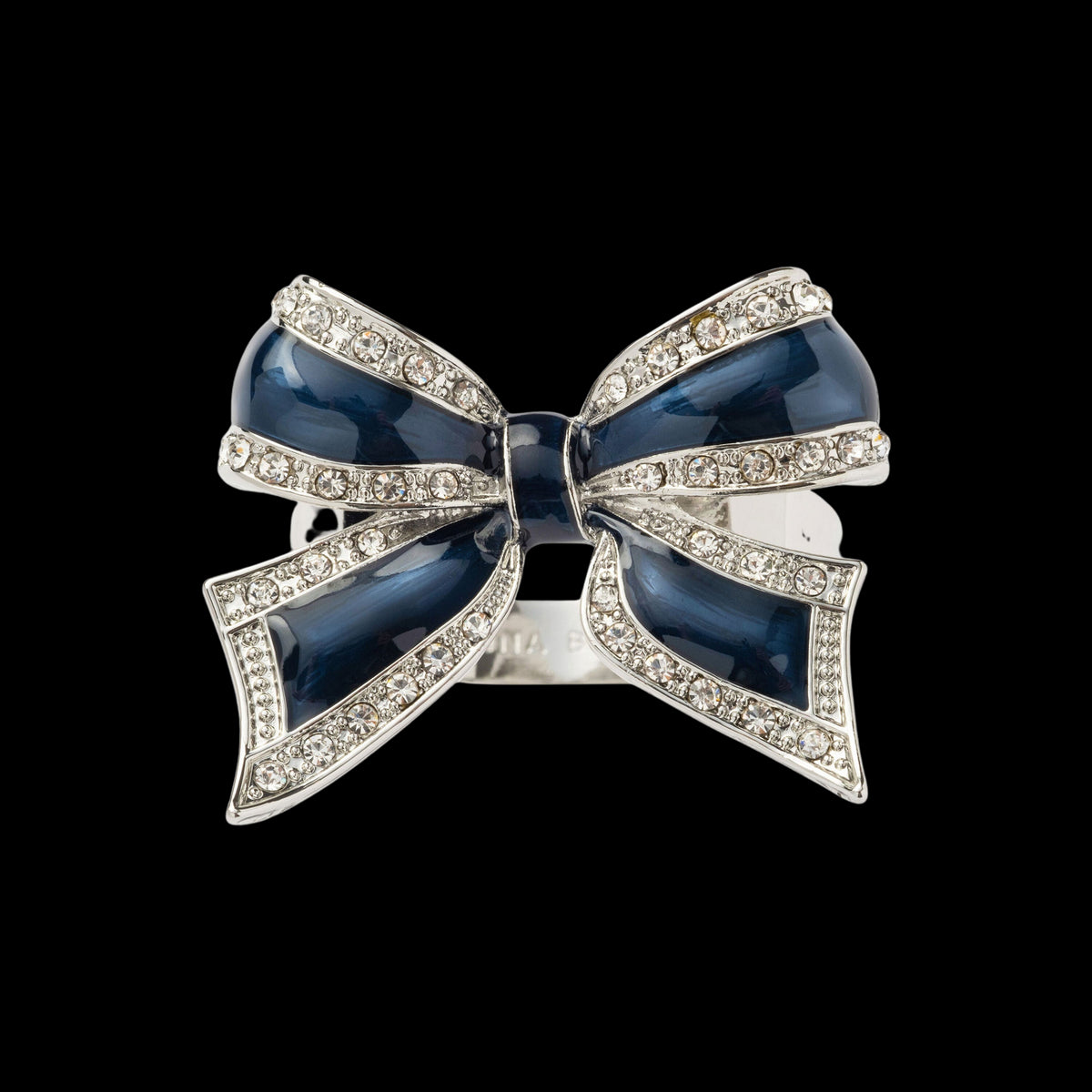 Enamel Bow Skinny Napkin Rings in Navy, Set of Four