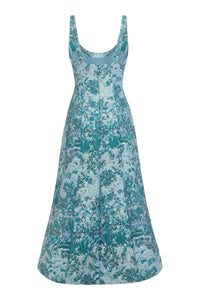 Judith Teal Floral Brocade Midi Dress