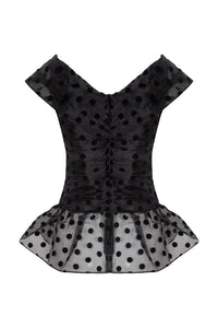 Lily Top And Skirt Set Black Polka