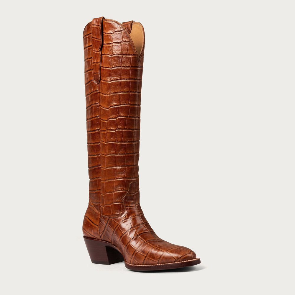 The Soho Boot Cognac Croc - CITY Boots