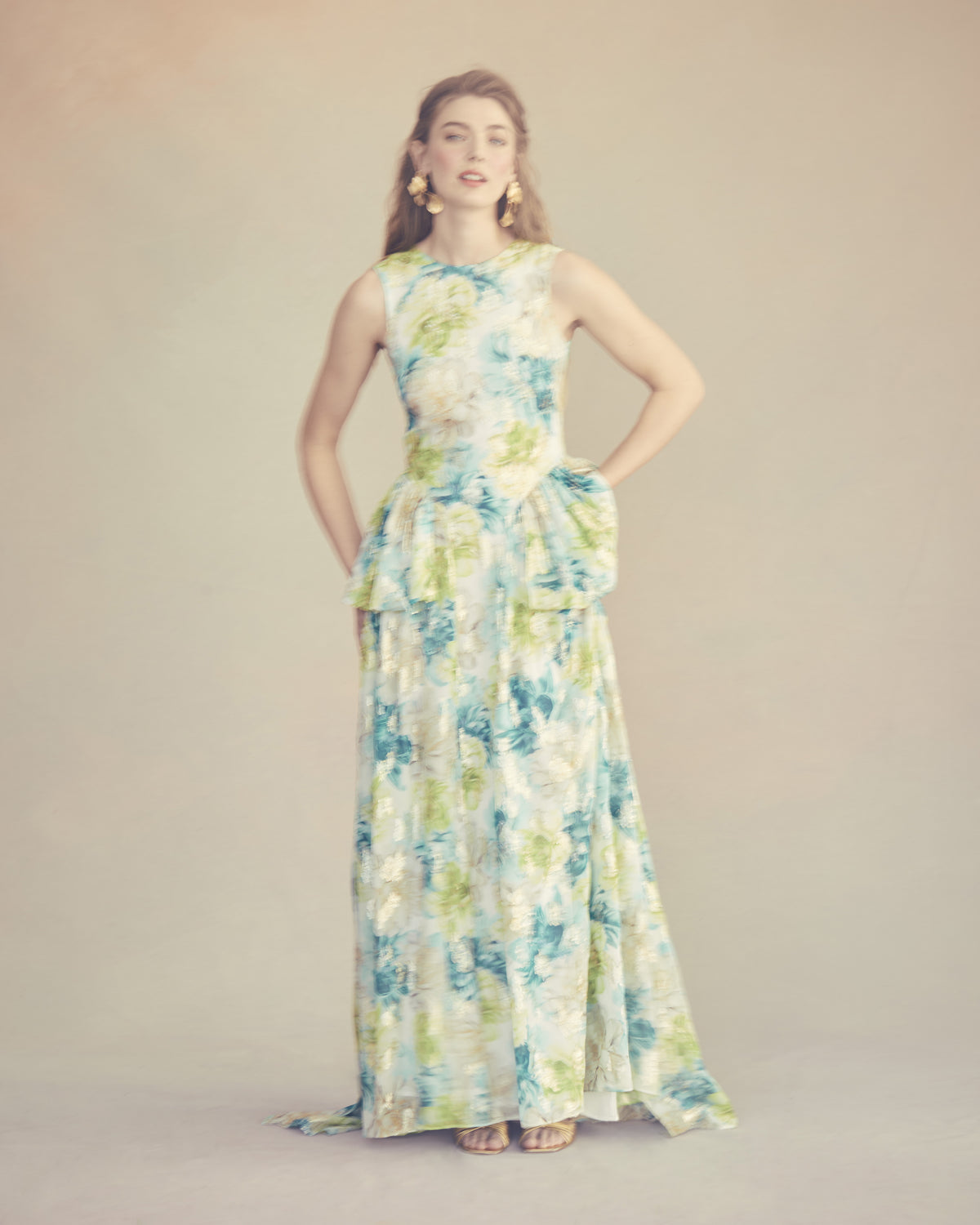 Manon Dress in Turquoise Peony Chiffon