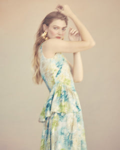 Manon Dress in Turquoise Peony Chiffon