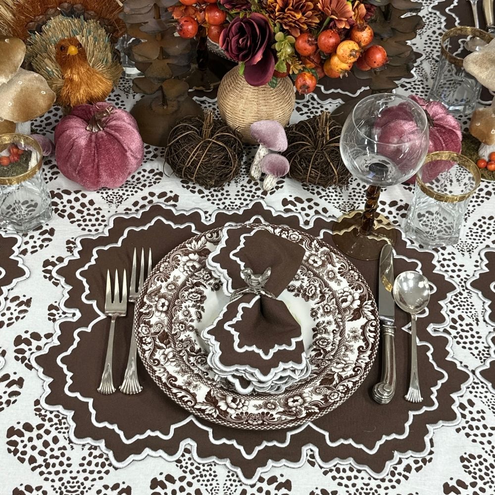 Whitley Napkin in Cocoa & White, Set of 4