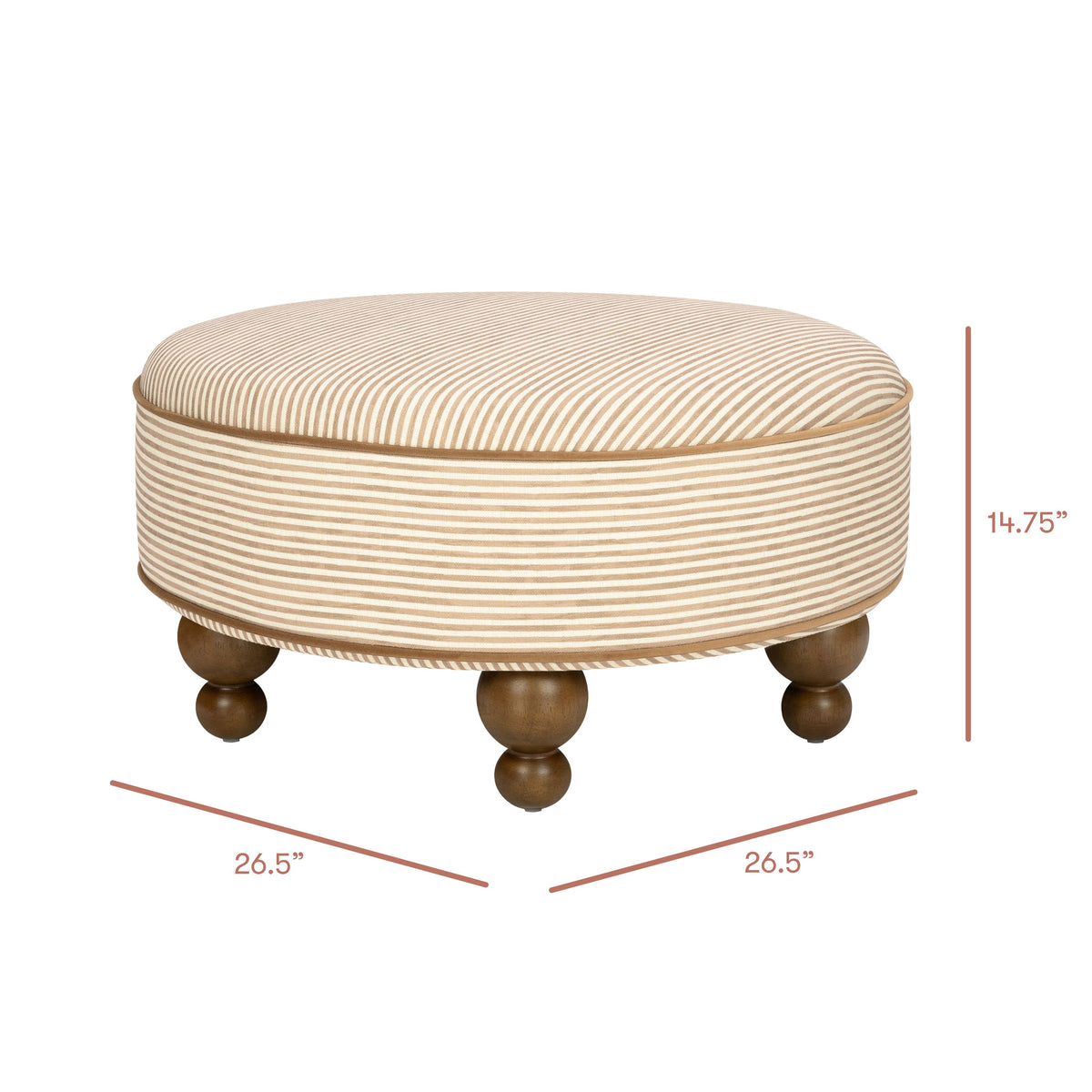 Astre Ottoman by Nate Berkus in Performance Bronze Stripe Eco-Crossweave with Toffee feet