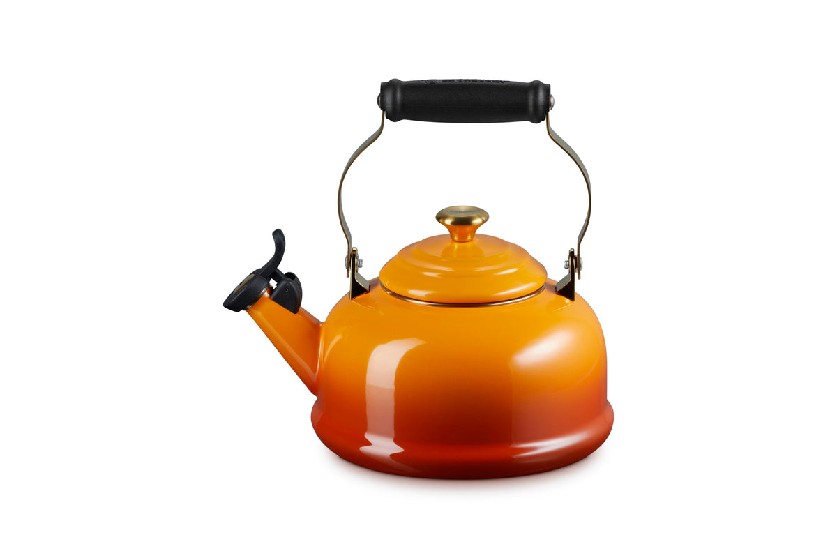 Le Creuset Whistling Kettle with Light Gold Knob, 1.7 qt., Persimmon