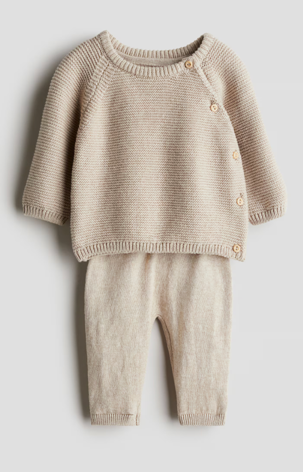2-piece Cotton Set Beige 2-4 months