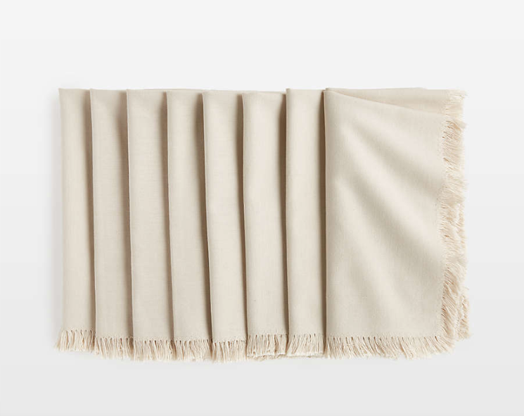 Craft Birch Beige Organic Cotton Fringe Napkins, Set of 8