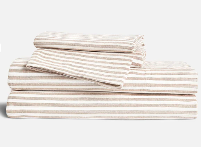 Washed European Linen Core Sheet Set, Queen (Oat Chambray)