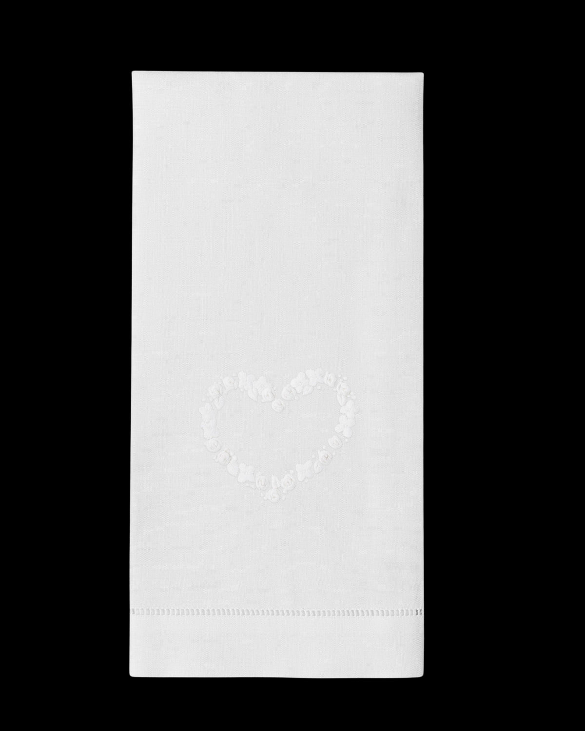 Flower Heart White Hand Towel